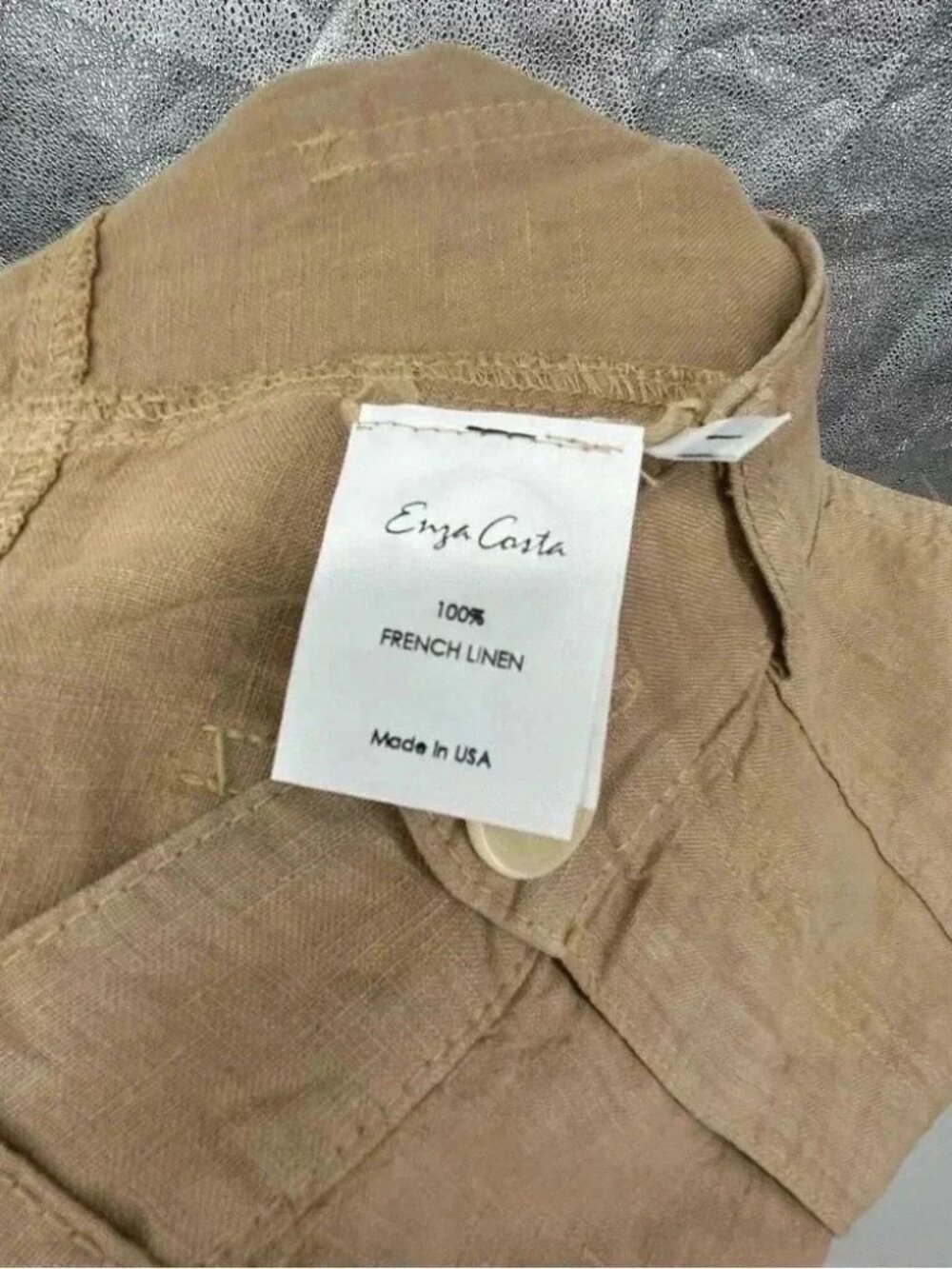Enza Costa French Linen Wide Leg Trouser Pants 1 Oat Milk NWOT - Picture 2 of 10